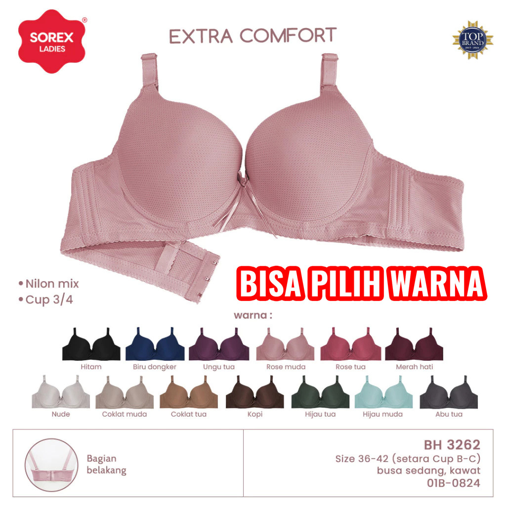 BH SOREX 3262 KAWAT BUSA SEDANG CUP B-C UK 36-42 BRA SOREX CUP PORI EXTRA COMFORT
