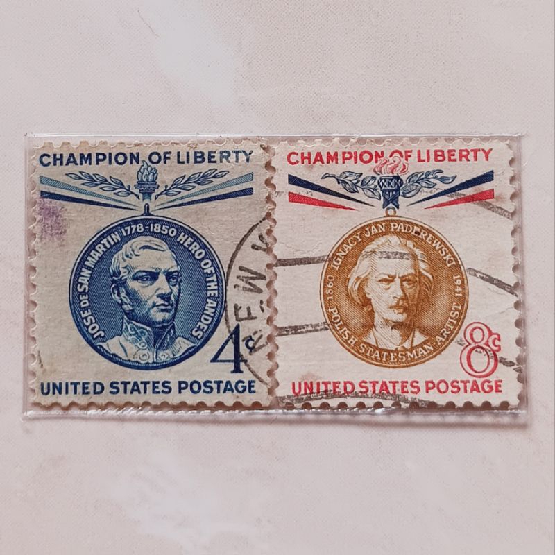 

(AG) Perangko Amerika Serikat 1959 & 1960 Champions of Liberty - José de San Martín (1778-1850) - Ignacy Jan Paderewski (1860-1941) Set 2 pcs Used