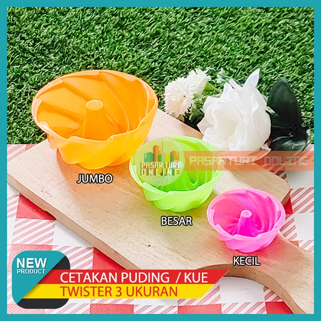 [12 PCS] Cetakan Puding TWISTER 3 UKURAN / Pudding Jelly Agar Bento Nasi Kuning Kotak Rege Plastik