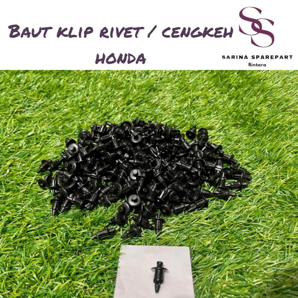 Baut Klip Rivet Cengkeh Honda kancing klip body honda plastik hitam 10 pcs