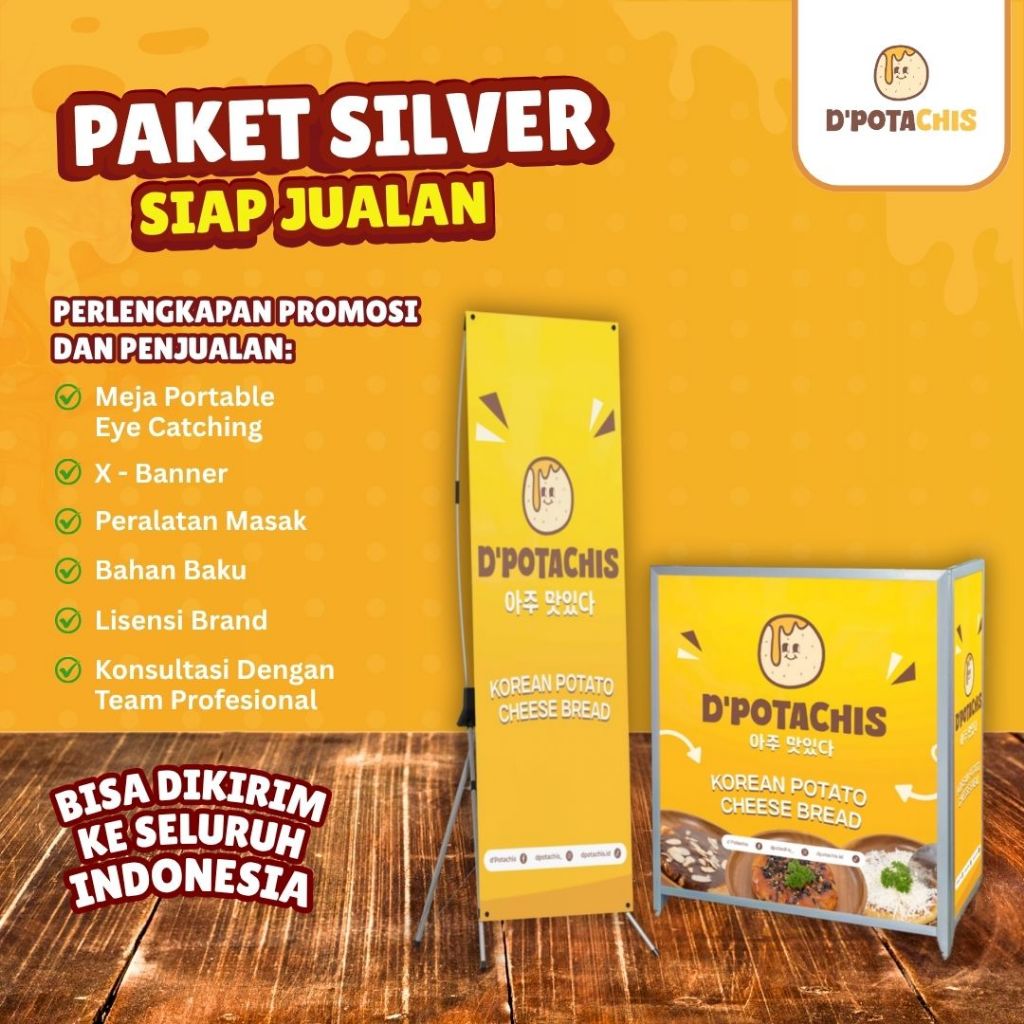 

Paket Silver Usaha Kemitraan d'Potachis Korean Potato Cheese Bread Siap Bisnis Jualan