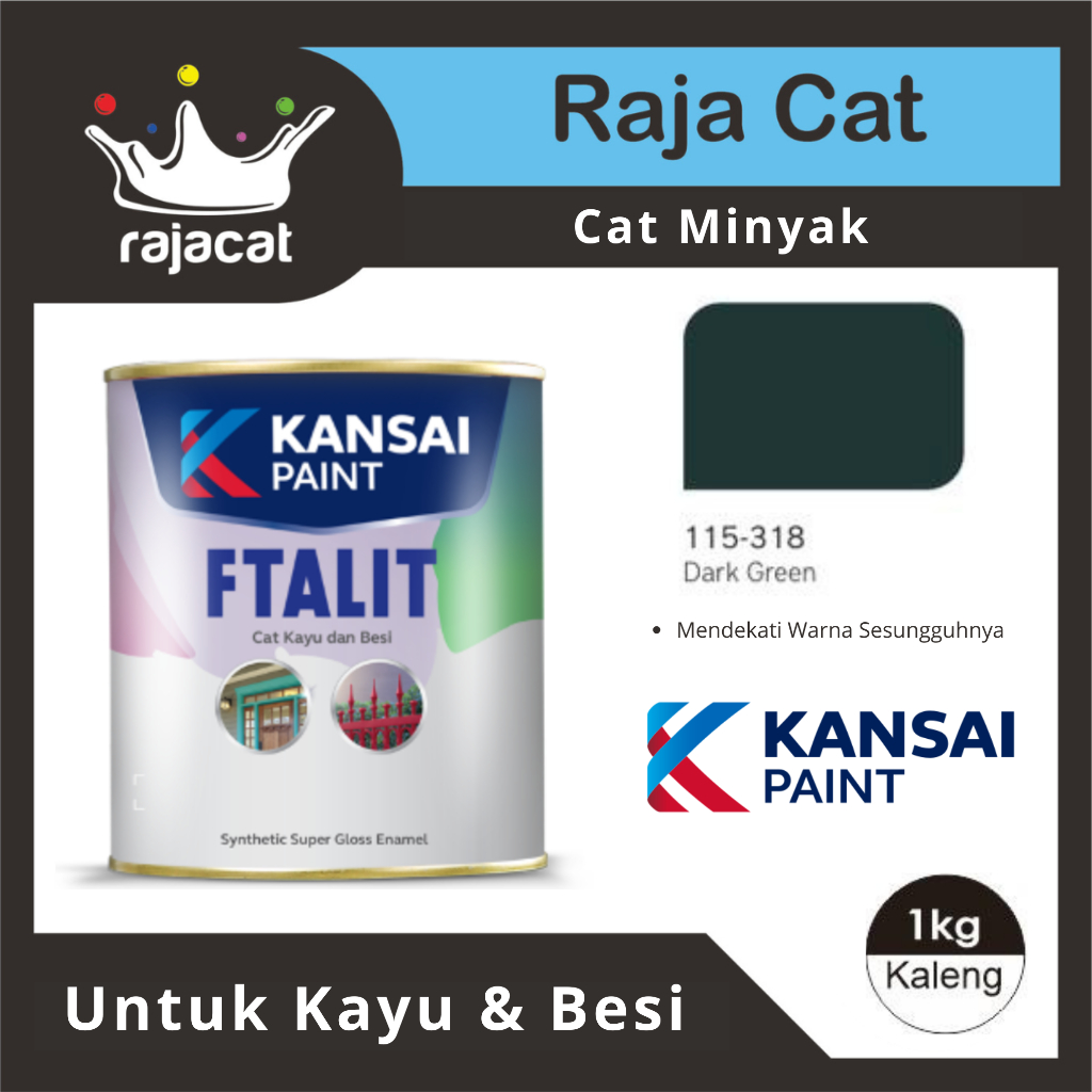 Cat Besi dan Kayu KANSAI FTALIT 1 KG 318 DARK GREEN Cat Minyak