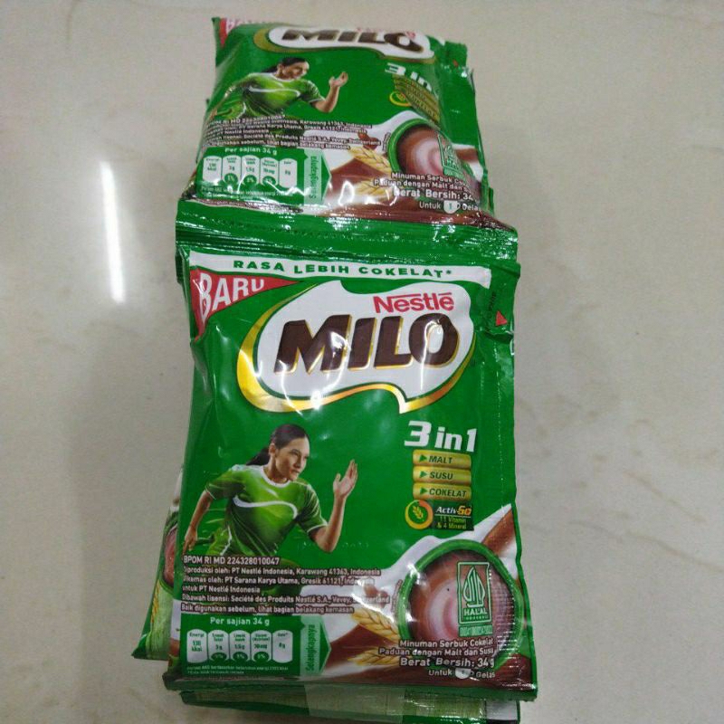 

Milo 3in1 susu sachet rasa coklat 34 gr 10's