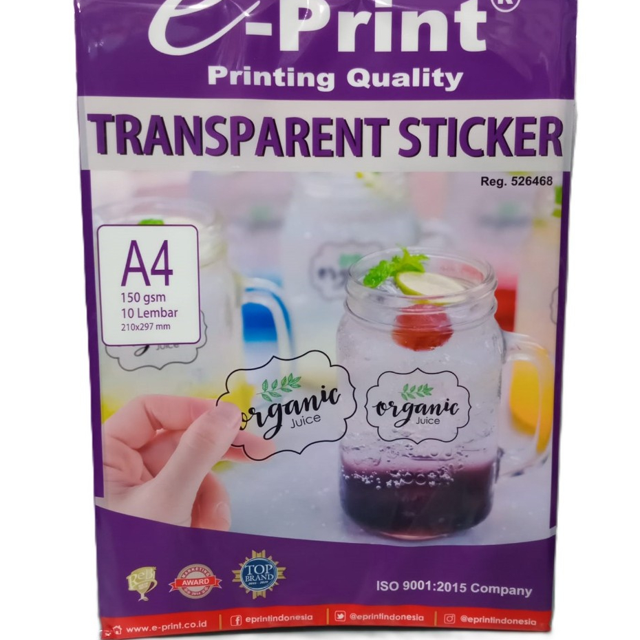 

Ay00! Kertas Stiker Transparan e-Print A4 150Gsm 10Lembar Transparent Sticker Paper