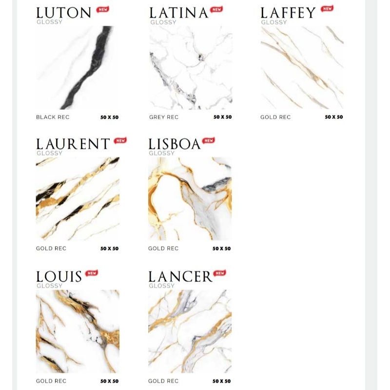 Keramik 50x50 Black Gold Rectified / Keramik Platinum Motif Emas Glossy