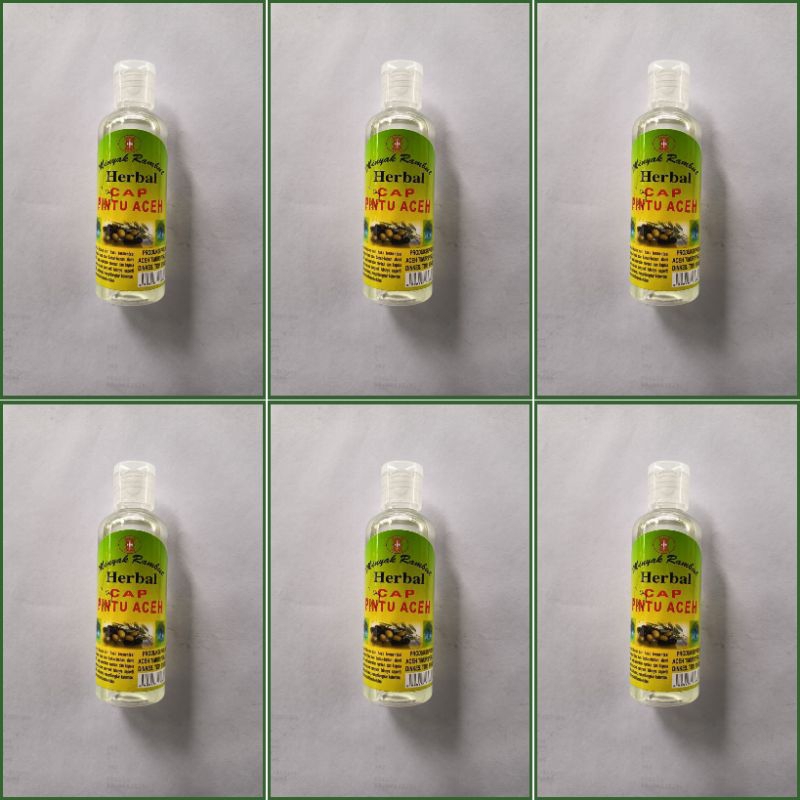 6 PCS (Warna Putih) Minyak Rambut Herbal PINTU ACEH 100 ml Original & Asli