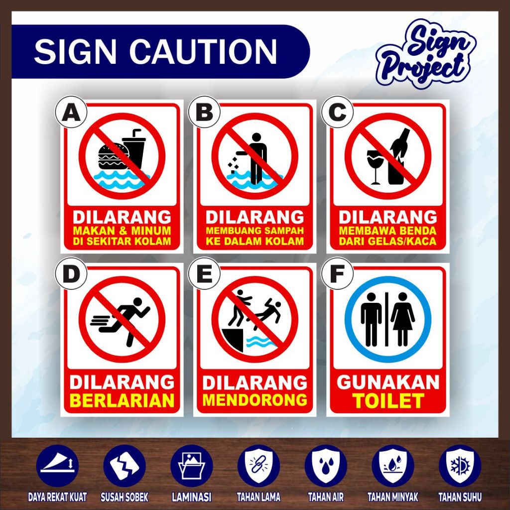 

Stiker Kolam Renang/Satuan Peringatan Larangan Aturan Kolam Renang/SIGN SWIMMING POOL