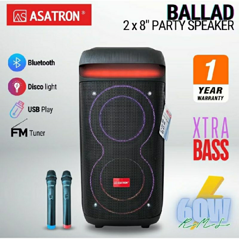Speaker Portable 8 inch x 2 asatron ballad speaker karaoke asatron ballad