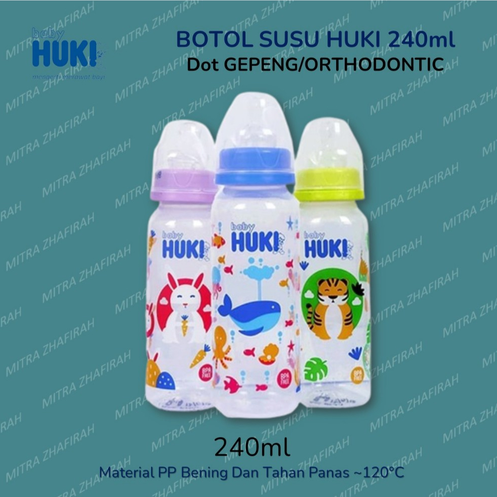 Botol SUSU HUKI Dot Gepeng 240ml HUKI Botol Susu 240ml Dot Gepeng