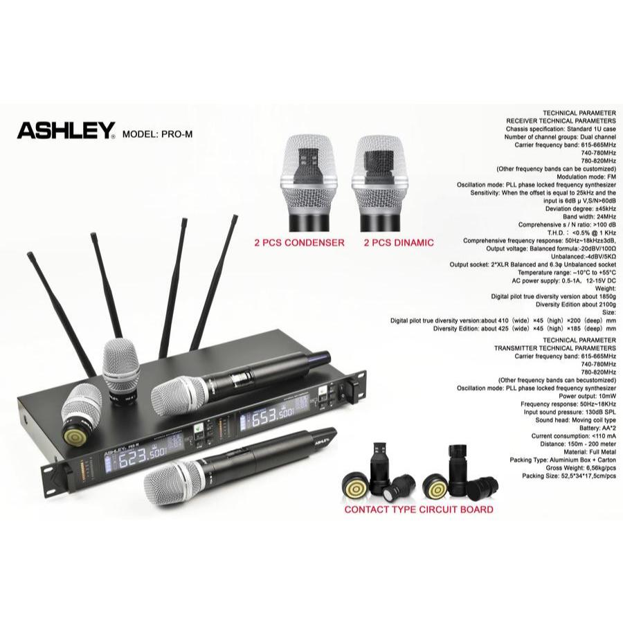 MICROPHONE WIRELESS ASHLEY PRO M DYNAMIC CONDENSOR MIC WIRELESS ASHLEY PRO-M DYNAMIC