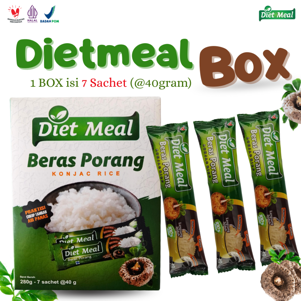 

Beras Porang Dietmeal seduh kemasan DUS BOX isi 7 sacet