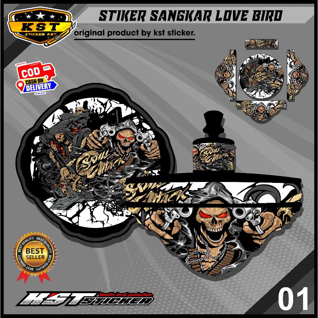 Stiker Decal Kandang/Sangkar Burung Ebod/Lovebird - Decal Tembok LoveBird Sangkar Burung Bulat ST.01