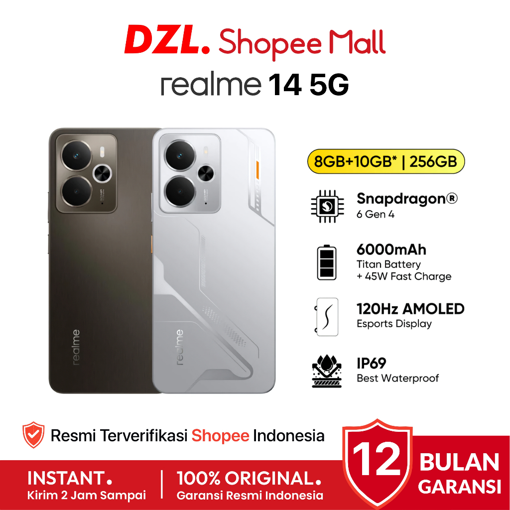 DZL - HP REALME 14 5G 8/256 GB Snapdragon 6 Gen 4 Original Resmi Official Store Ori Handphone Gaming