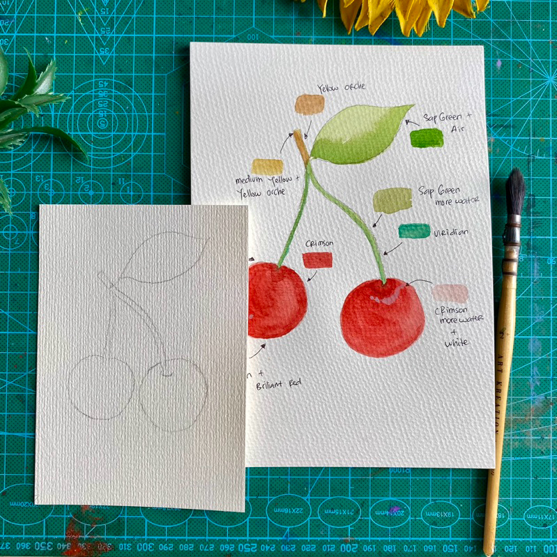 

Sketsa Gambar untuk Watercolor dan Gouache (Cherry)