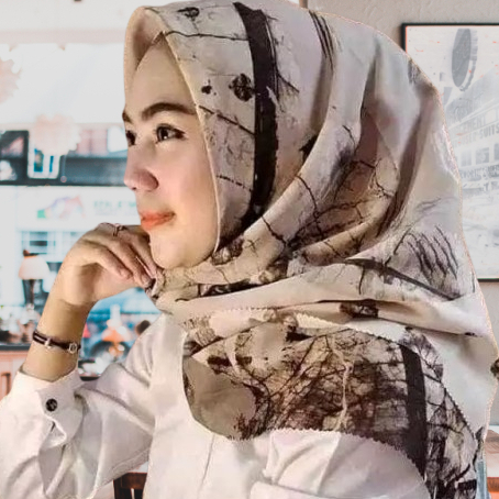GHAIDA_HIJAB_SEMENTARA HIJAB VOAL JILBAB SEGI EMPAT MOTIF HL BERGUGURAN MOCCA