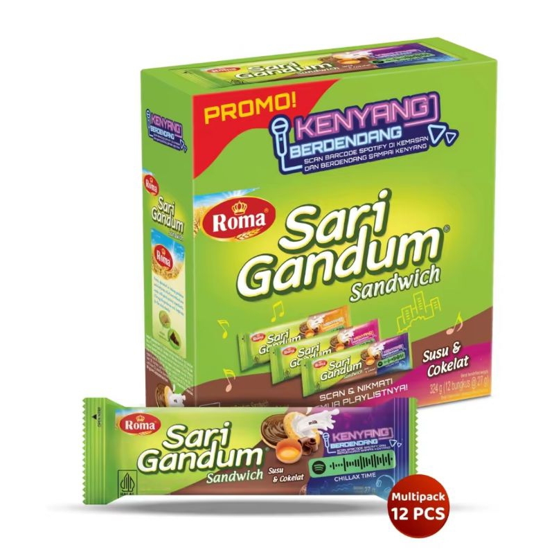 

Roma Sari Gandum Coklat 1 Box Isi 12 Pcs – Biskuit Gandum Isi Cokelat, Camilan Sehat & Enak untuk Keluarga