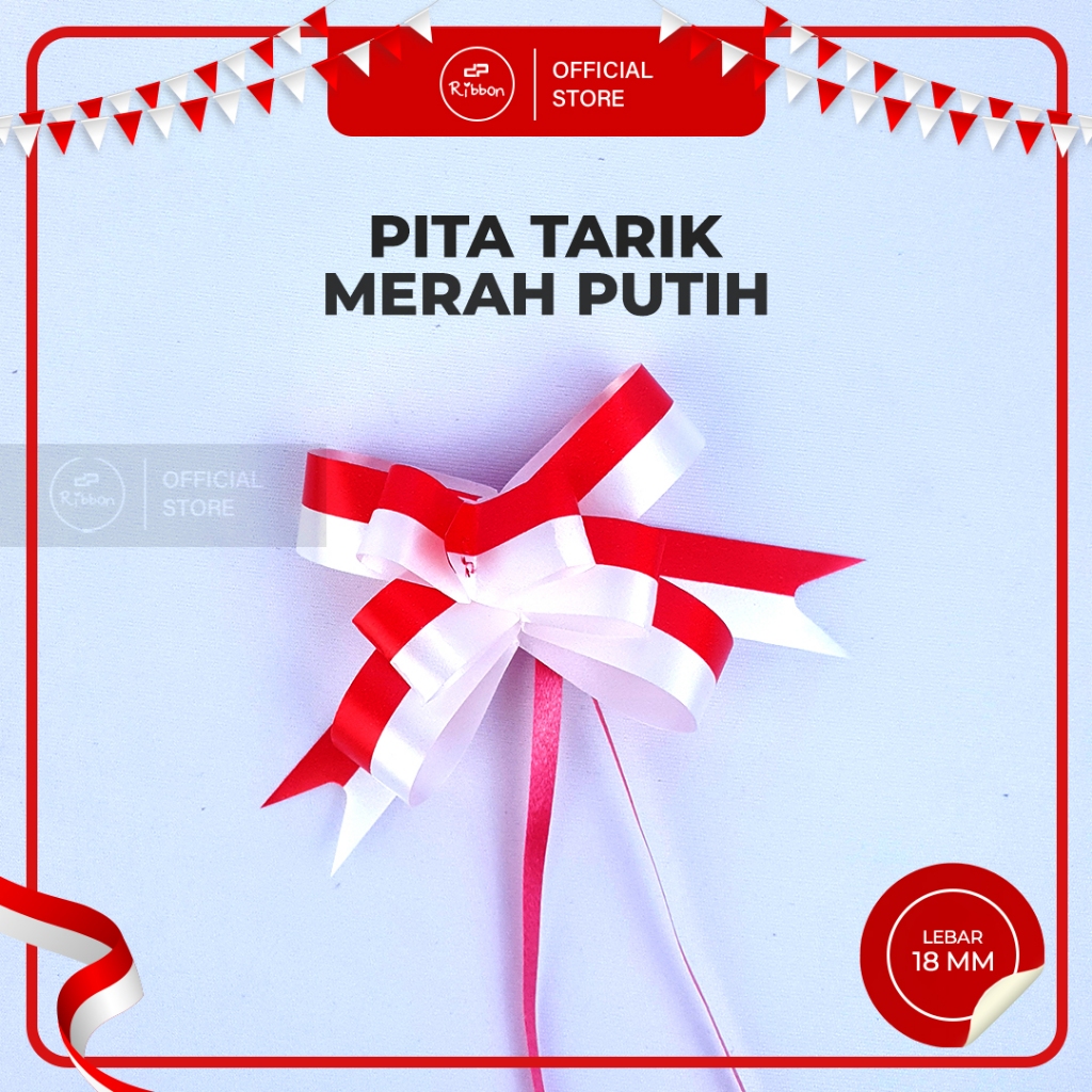 

Pita Tarik Merah Putih Tanpa Renda 18mm Polos Serut Parcel Agustus