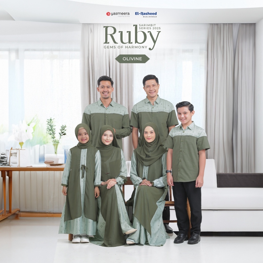 KODE H1N SARIMBIT 225 RUBY SERIES  OLIVINE  Family Set Keluarga  Baju Lebaran Keluarga Muslim