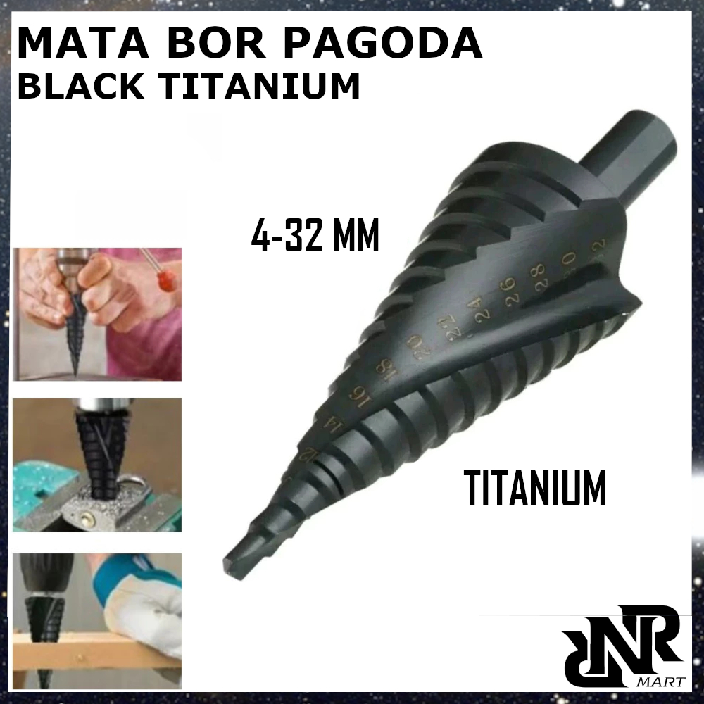 Mata Bor Pagoda 4-32MM Mata Bor Untuk Baja Keras Bahan Titanium Mata Bor Besi Baja Black Titanium