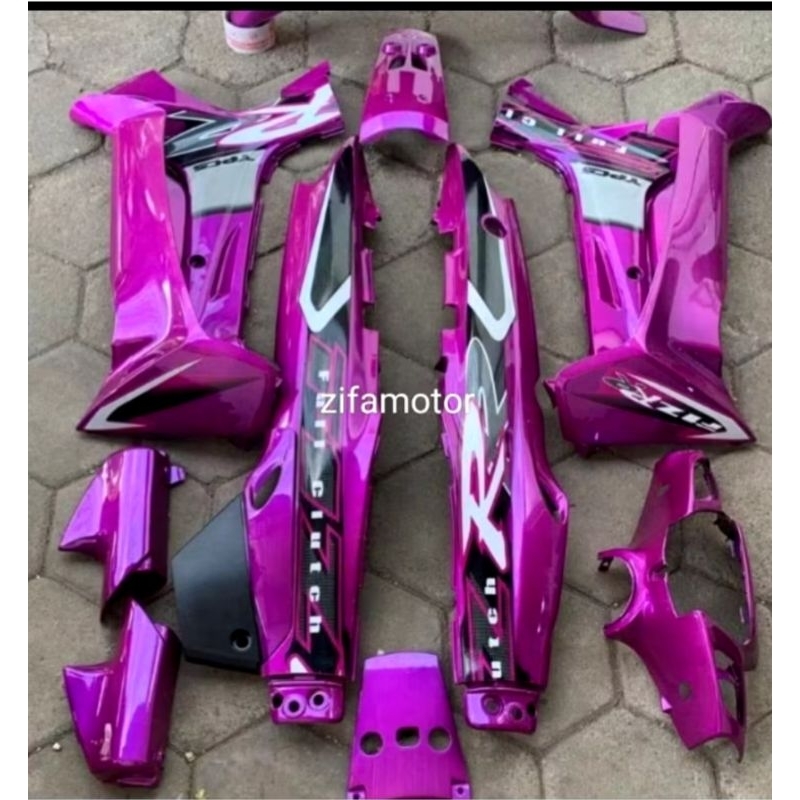 Full set body halus Yamaha fiz r FIZ R fiz r FIZ R warna ungu magenta plus striping