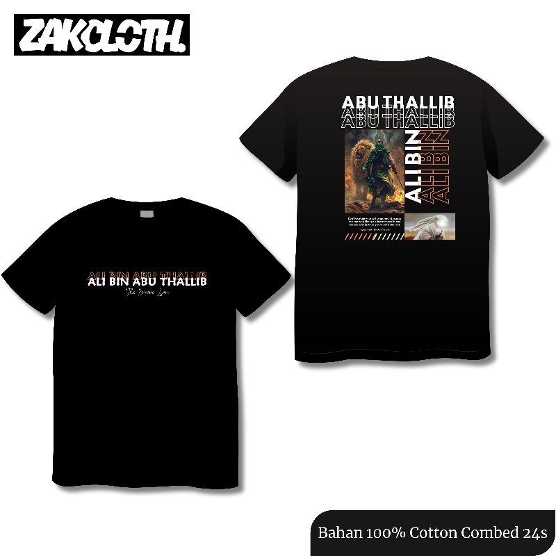 kaos distro desain Ali Bin Abu Thalib 100% cotton Combed 24s