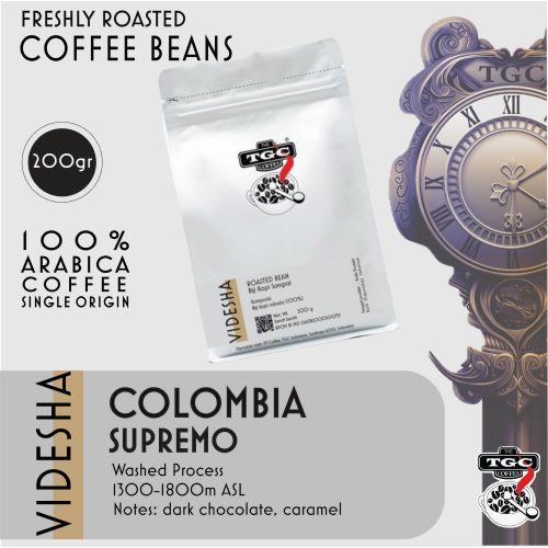 

Biji Kopi TGC, Colombia 200gr Washed, Arabica Coffee, 100% kopi murni