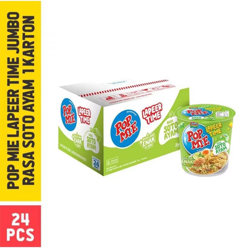 

Pop Mie Laper Time Rasa Soto Ayam Jumbo Isi 24 Pcs 1 Karton Harga Promo