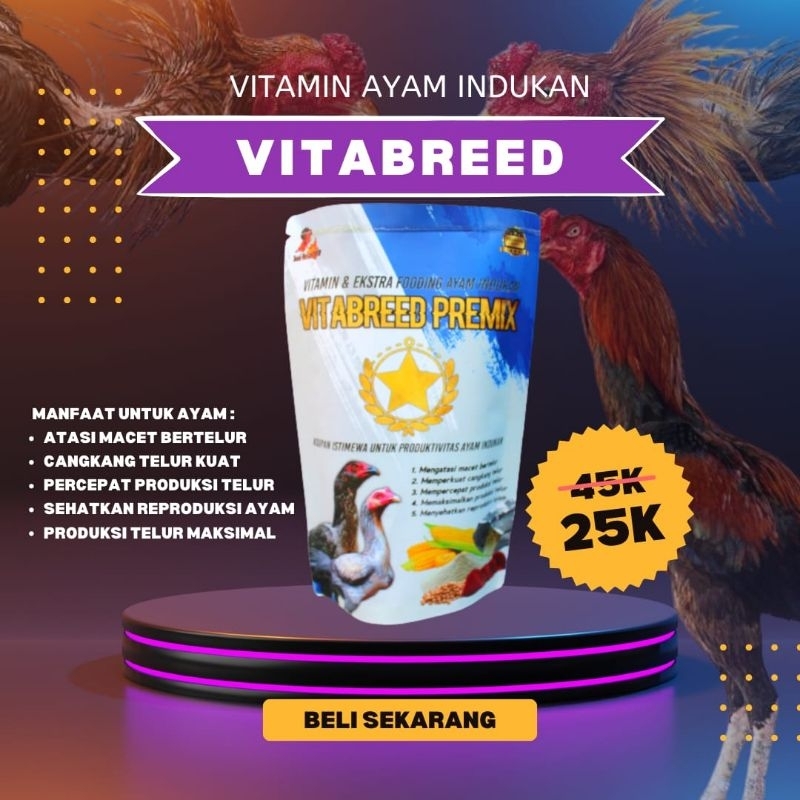 

VITA BREED PREMIX 200GR Atasi macet bertelur cangkang telur kuat percepatan produksi telur sehatkan reproduksi ayam produksi telur maksimal
