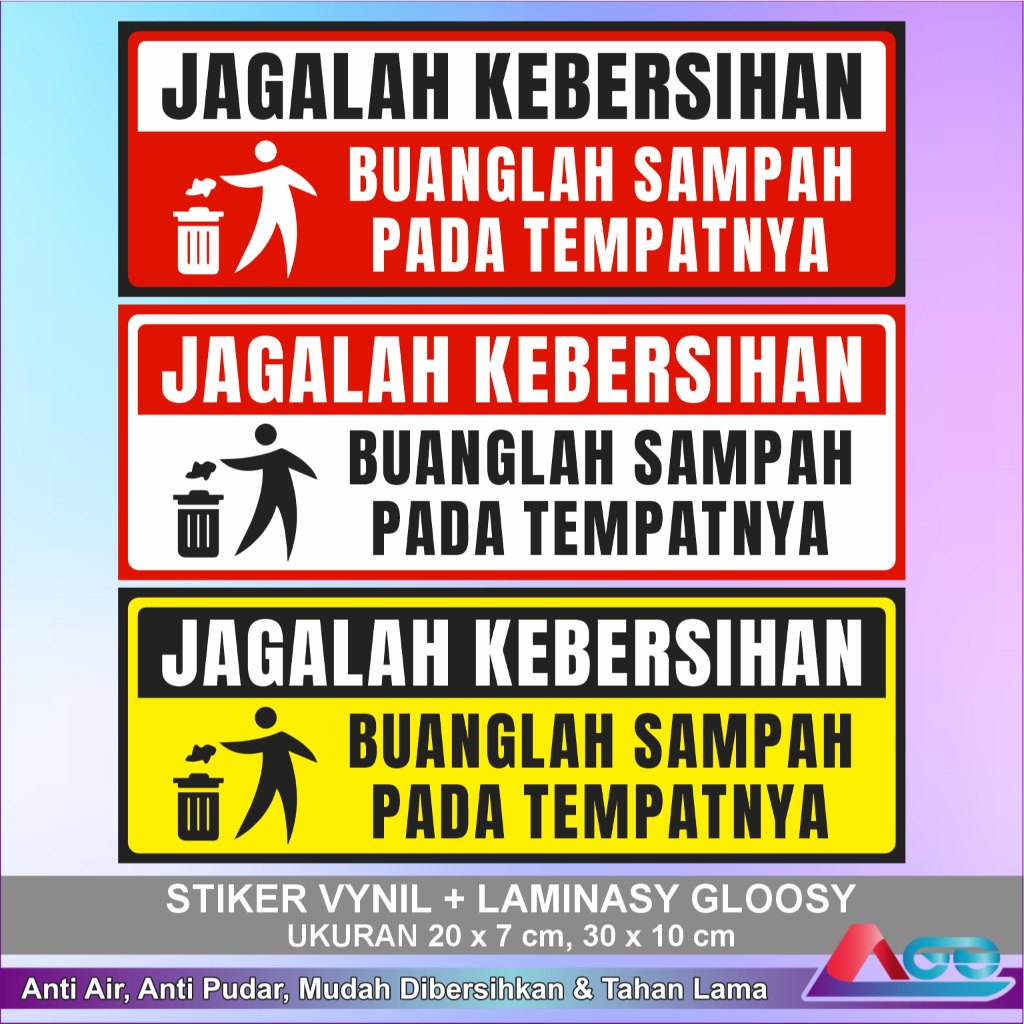 

Stiker Vynil Anti Air Laminasy Glossy Jagalah Kebersihan Ukuran Besar Sticker Sign Peringatan
