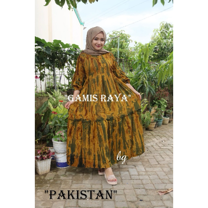 Gamis Raya Twill Ori Bg Collection Motif Pakistan Hijau
