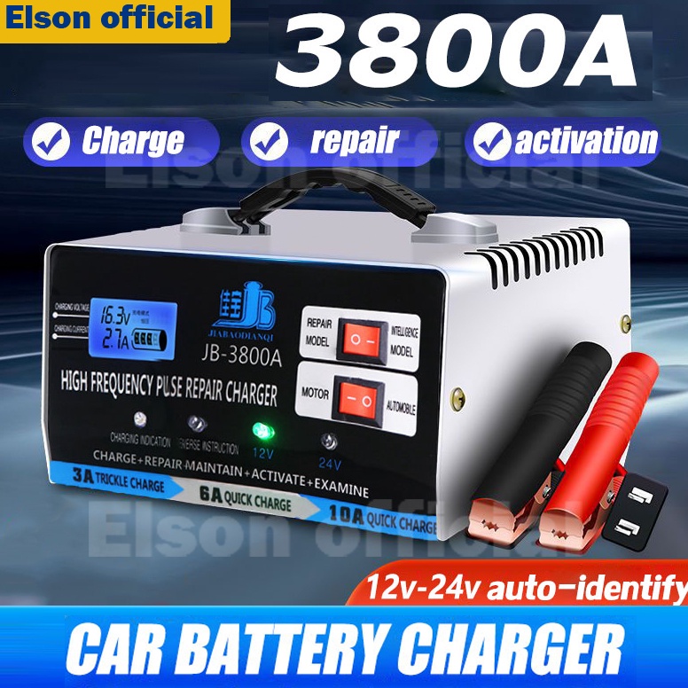 KODE H36Y Charger Aki Otomatis Smart Intelligent Auto Repair Mobil Motor Kapal Truck Portable 4W 12V