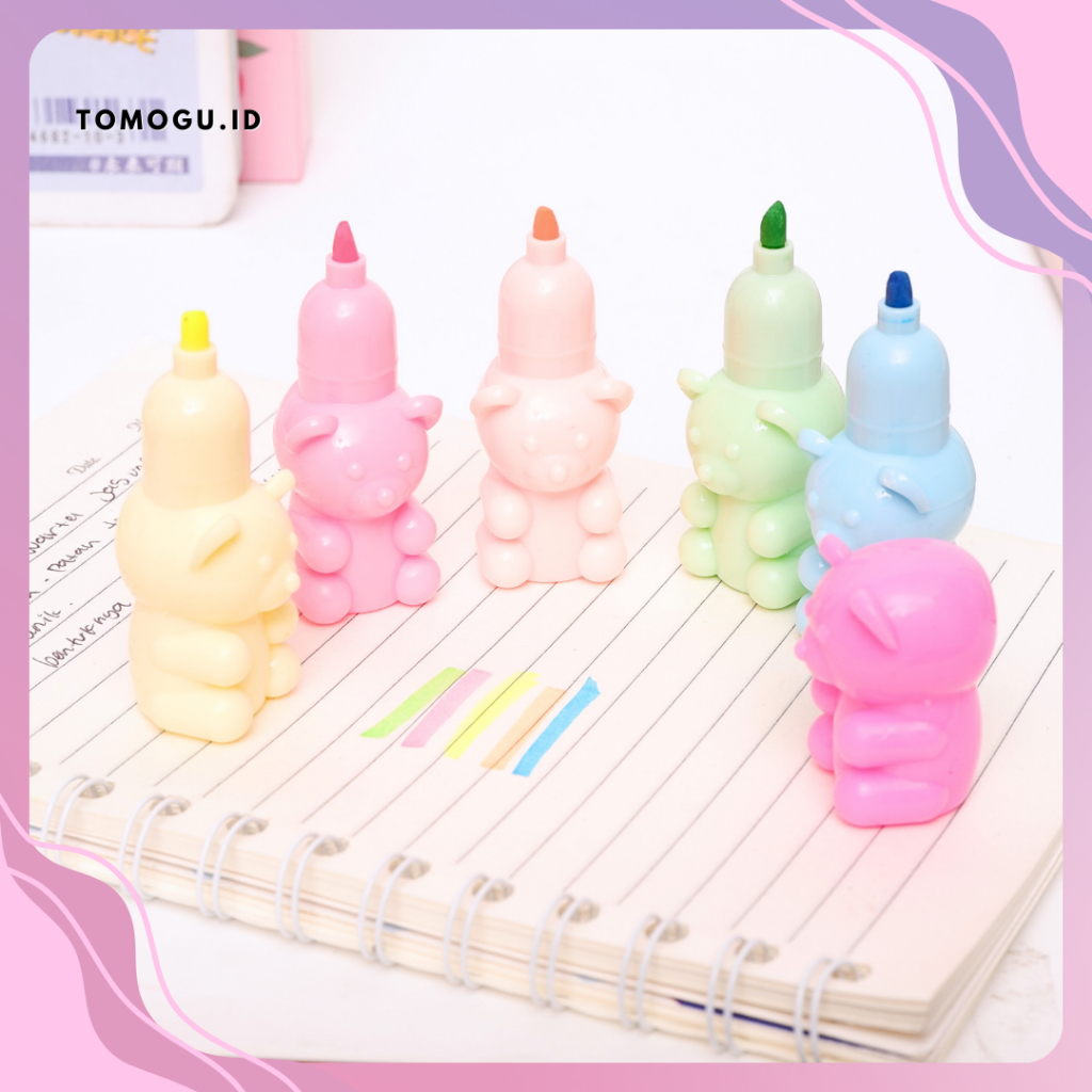 

Highlighter 3D Beruang Tumpuk 1 Set Spidol Pastel Marker Textlighter bear panda