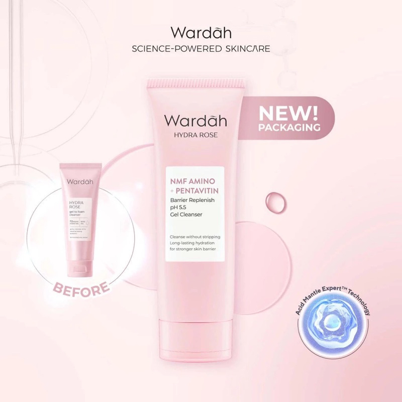 FACIAL FOAM WARDAH HUDRW ROSE/WARDAH HYDRA ROSE GEL-TO-FOAM CLEANSER
