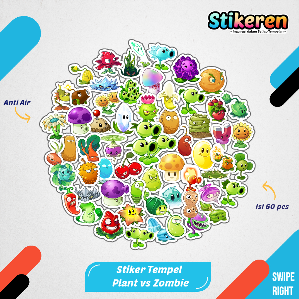 

Stiker Plant vs Zombie PVZ Game Paper Vinyl Dekorasi Laptop Koper Tumbler Kulkas DIY