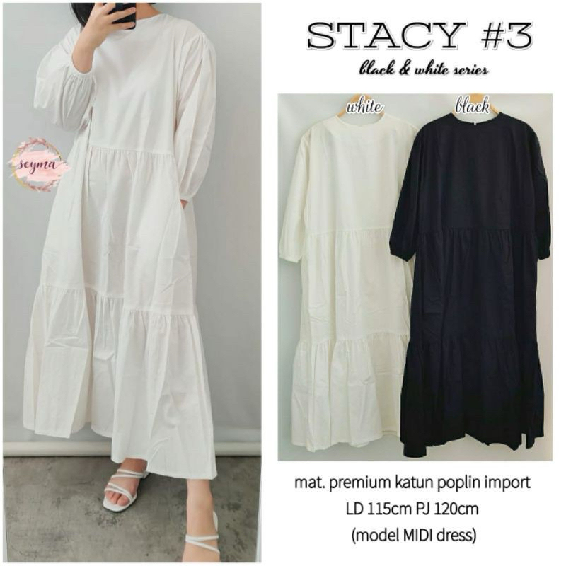 Preloved midi dress poplin warna putih