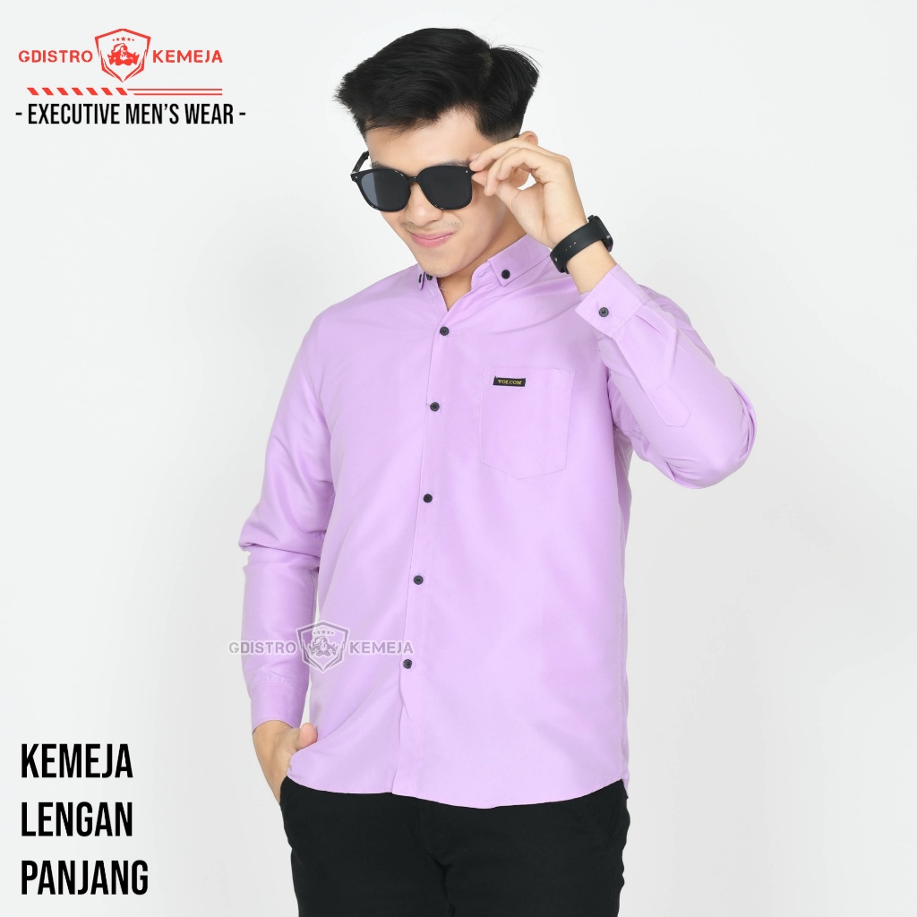Kemeja pria dewasa polos lengan panjang - lilac
