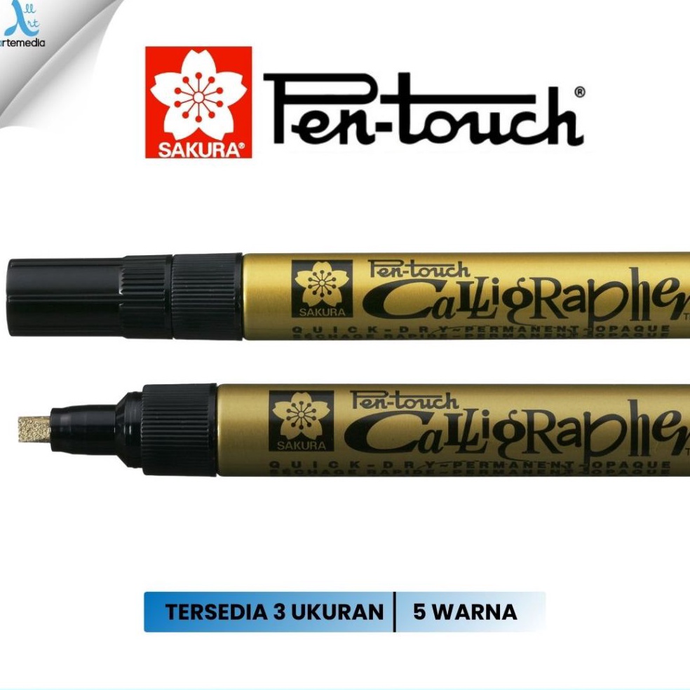 

KODE Y1V Sakura Pen Touch Paint Marker Pigment Color Spidol Permanen Marker Kaligrafi Emas Perak Putih
