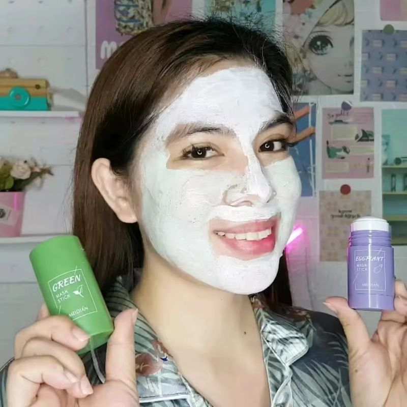 Green Tea Eggplant stick Mask Cleansing Clay Stick pembersih komedo/Cleansing Mask WAJAH MUKA GLOWIN