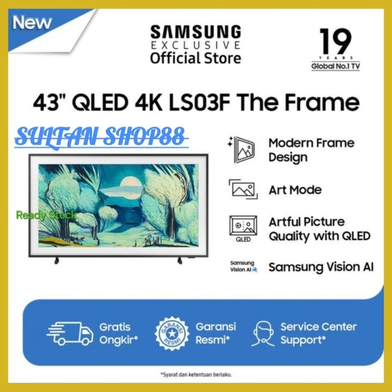 SAMSUNG SMART 43LS03F QLED 4K UHD THE FRAME ART MODE SAMSUNG VISION AI I QA43LS03FAKXXD SAMSUNG THE 
