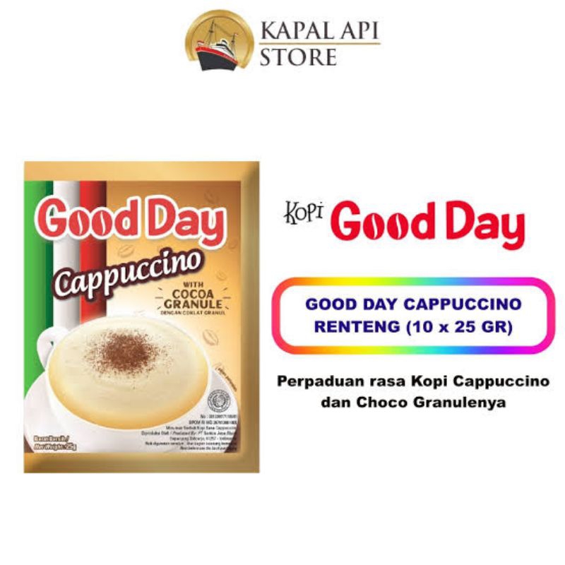 

Good Day Cappucino With Cocoa Granule 25gr Isi 10sachet