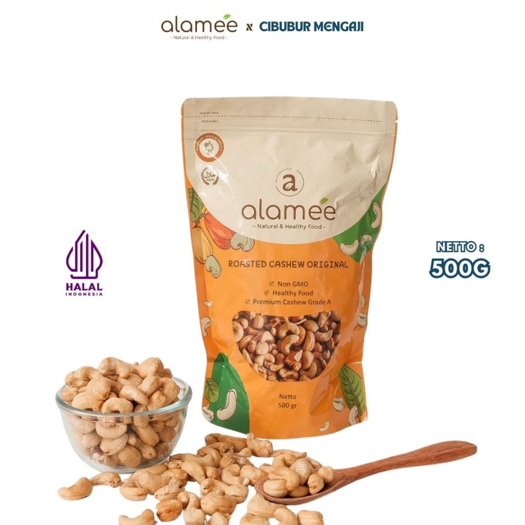 

ALAMEE Kacang Mede Mete Panggang 500gr Premium Cashew Roast Roasted Kualitas Grade A