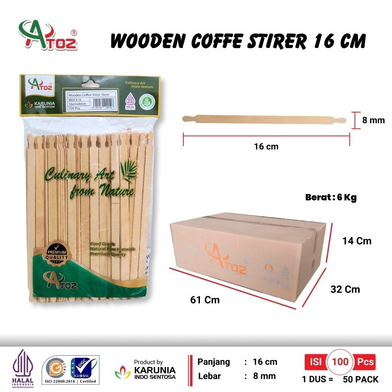 Stik Kayu Pengaduk Kopi / Wooden Coffee Stirrer 16cm