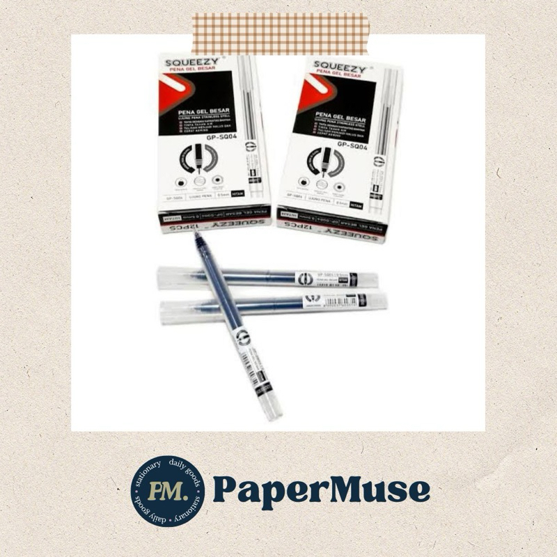 

Pulpen Gel Squeezy 0.5mm Hitam Besar Isi 12 Pcs – Tinta Halus dan Tajam