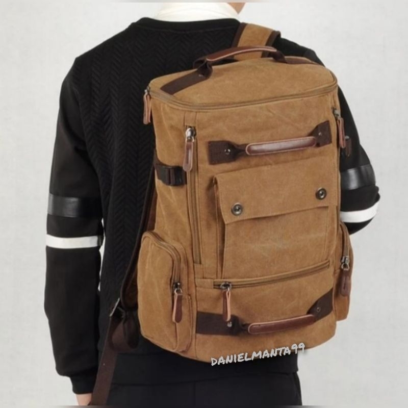 tas ransel kanvas pria tas punggung kanvas