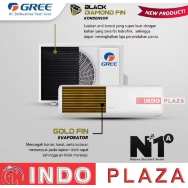 [KHUSUS MEDAN] AC GREE SERI N1/A 1/2PK | 3/4PK | 1PK | 1.5PK | 2PK DELUXE STANDARD SERIES BLACKFIN