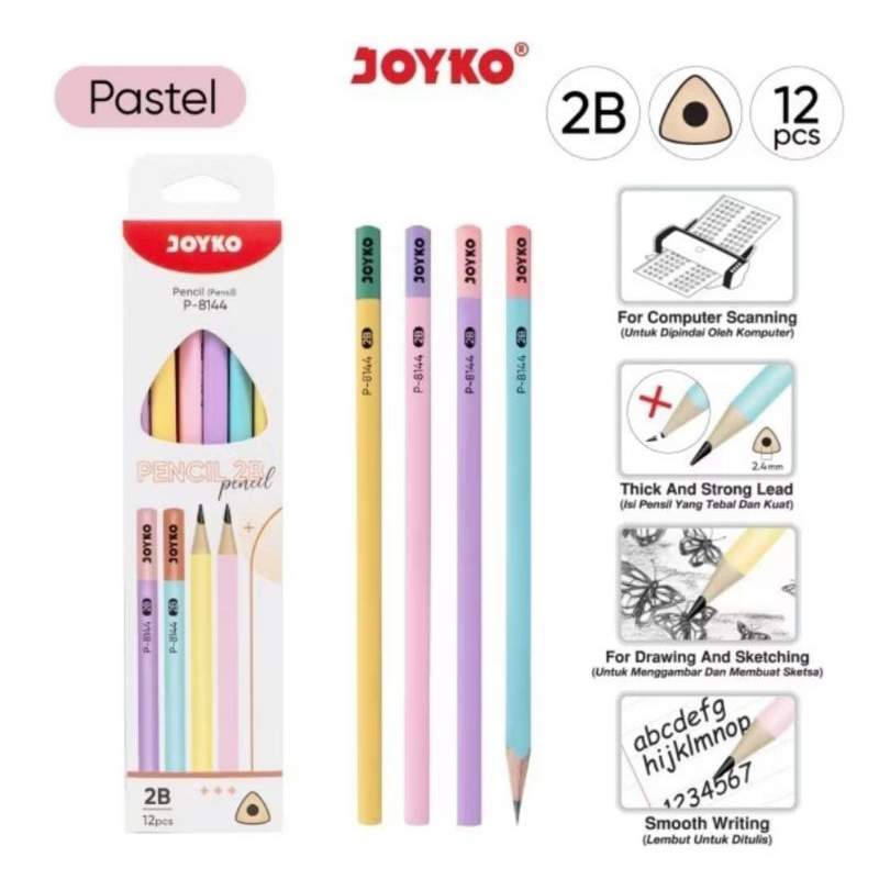 

FREE CUSTOM 1 NAMA PER BOX PENSIL JOYKO P-8144 ISI 12PC