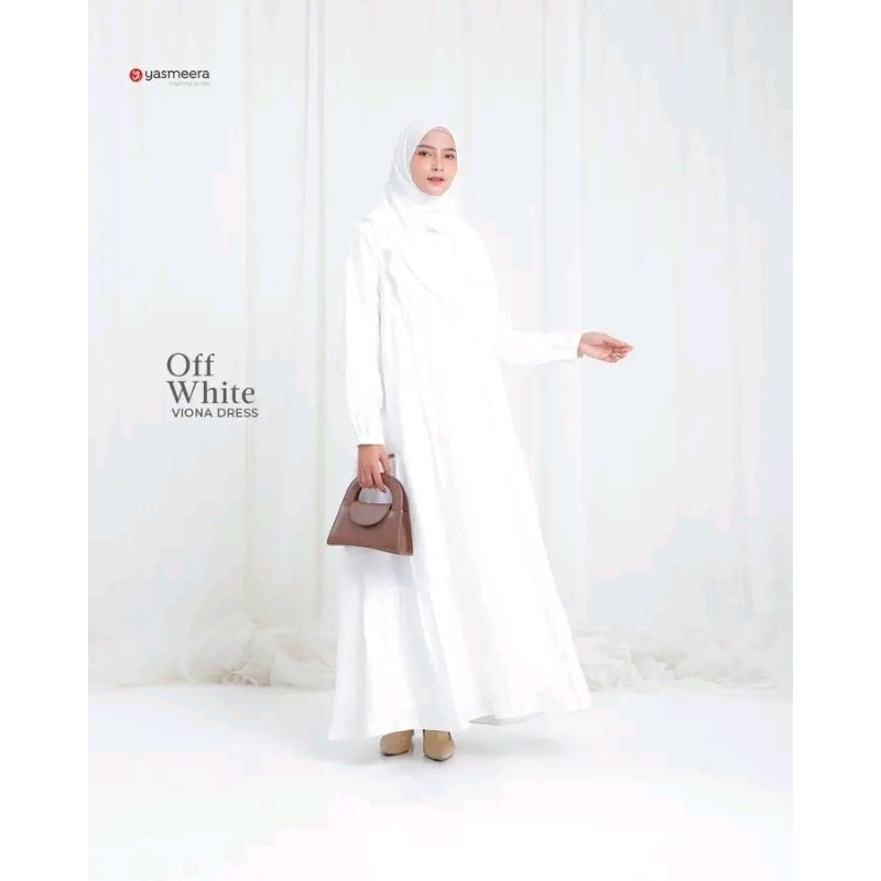 Viona Dress Yasmeera/Yasmeera Viona Dress/Gamis Viona Yasmeera/Gamis Broken White/Gamis Warna Putih 