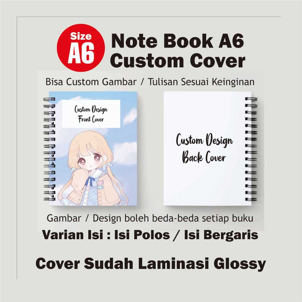 

Cetak cutom note book A6 Bloknote Blognote