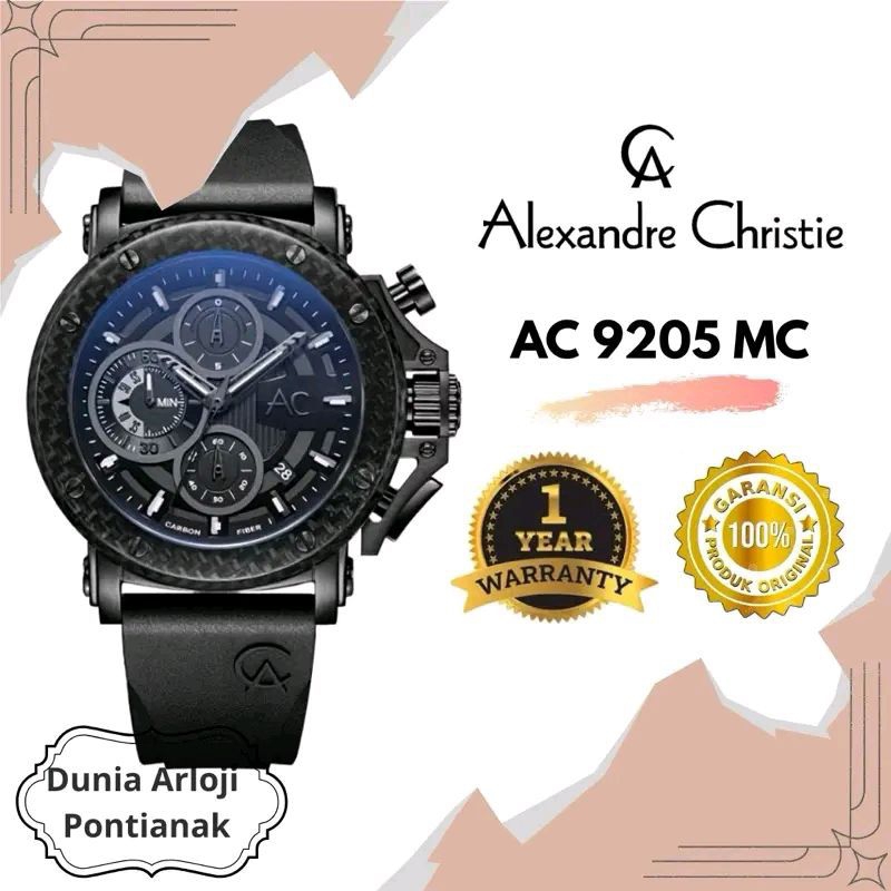 [dunia arloji pontianak] ac 9205 mc jam tangan pria carbon seri alexandre christie carbon Black Quar