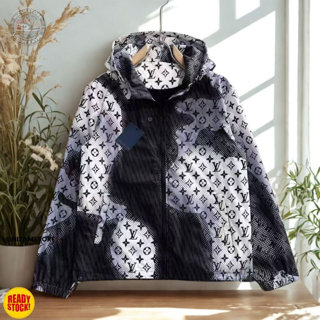 Jaket Hoodie Pria Import Motif Kotak / Monogram Stylish - Jaket Fashion Luxury mewah